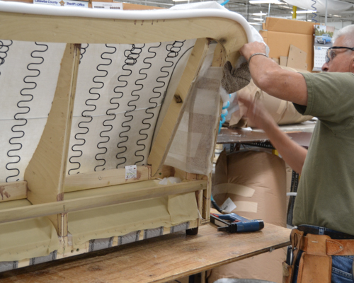 NC Furniture Manufacturer Sherrill Furniture Factory Fabric Upholstery Process